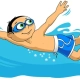 dibujo de un niño nadando con gafas de nadador